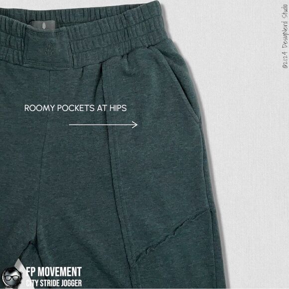 FP MOVEMENT CITY STRIDE JOGGER IN PINE OVERSIZED SWEATPANTS SMALL DARK GREEN - Picture 5 of 14